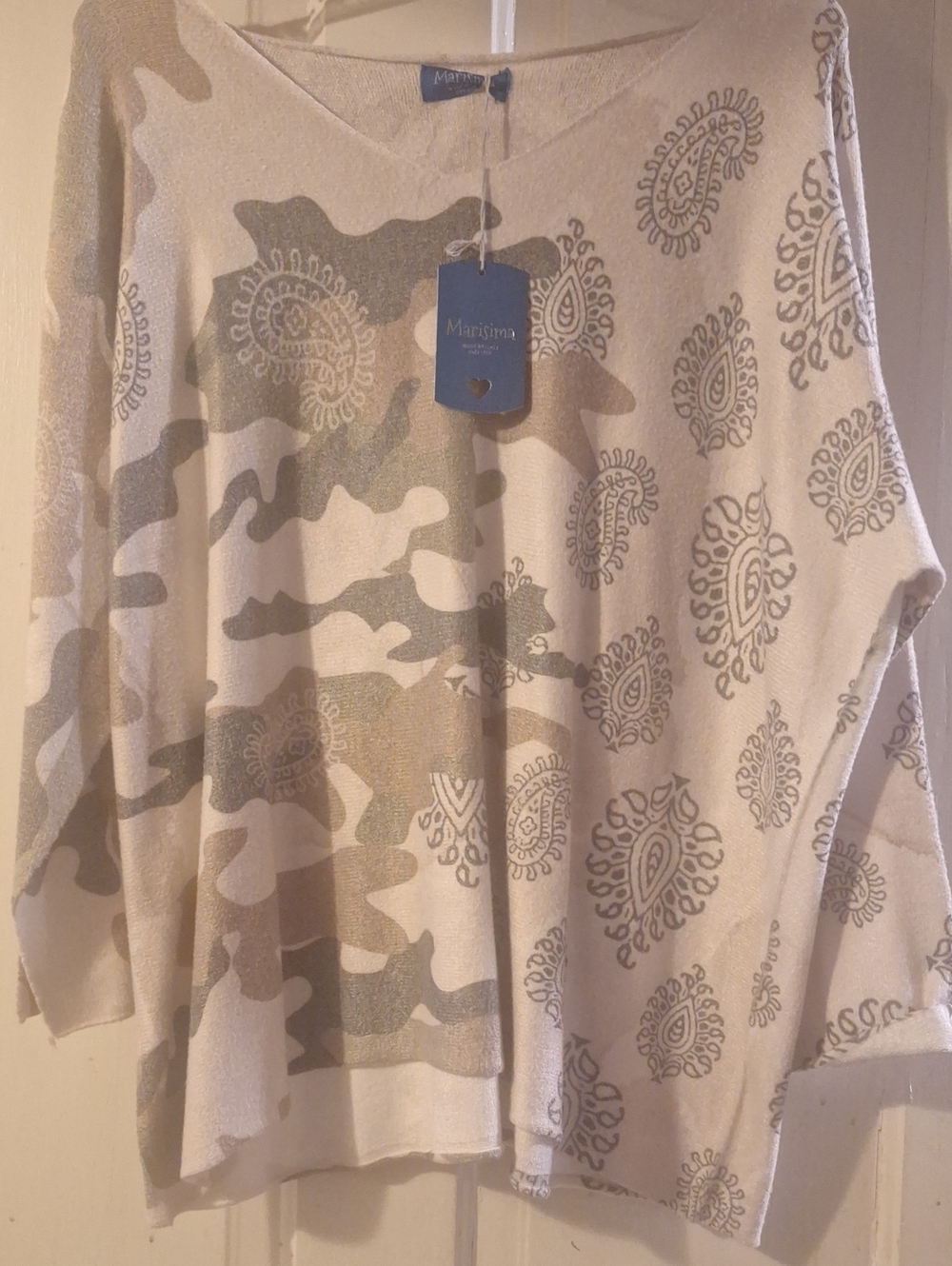 Marisima Beige Paisley & Camouflage Light Weight Sweater